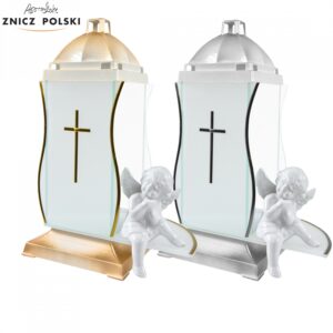 Znicz GLASS ANIOŁ biały