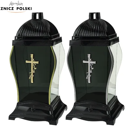 Znicz GLASS AMFORA KRZYŻ czarny