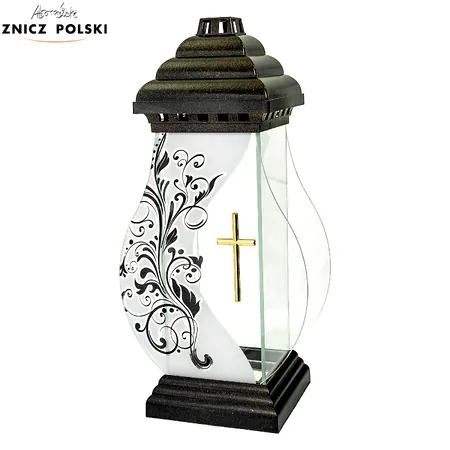 Znicz KARAFA SATYNA PNĄCZE KRZYŻ złoty