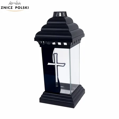 Znicz KAPLICZKA PROSTA NADRUK KRZYŻ czarny