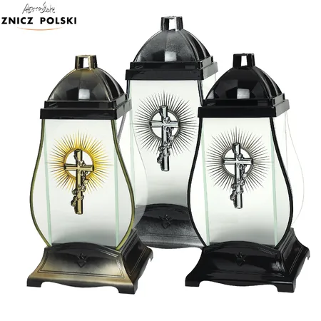 Znicz GLASS GRUSZKA SATYNA KRZYŻ PROMIENIE