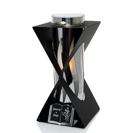Znicz solarny SOLAR METAL X SPOCZYWAJ W POKOJU czarno-srebrny