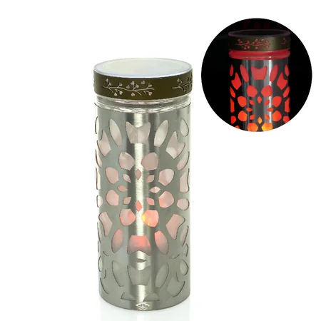 Znicz LATARENKA SOLAR METAL SATYNA czerwony led